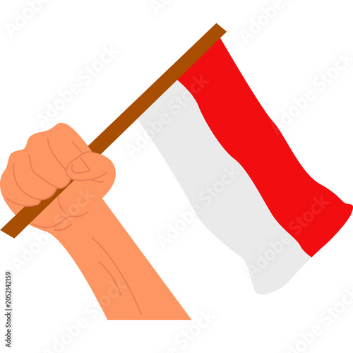hand with indonesia flag