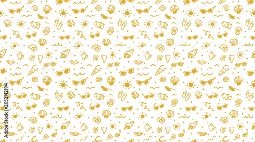 Summer beach vacation doodle pattern vector illustration