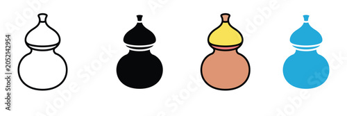 Cuadro en lienzo Calabash gourd bottle icon set, traditional chinese medicine bottle icon, orient