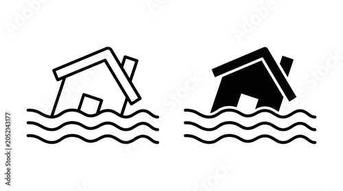 Houses Flooding in Water