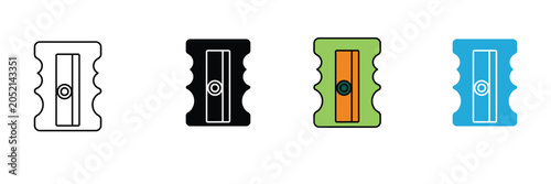 Tableau sur toile Pencil sharpener icon set, school stationary tool icon, office supply cutter ico