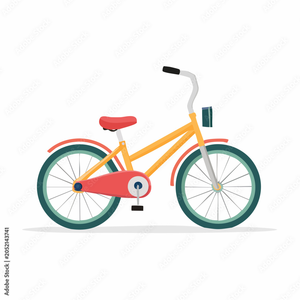 Fototapeta premium Flat design illustration of a yellow and red bicycle