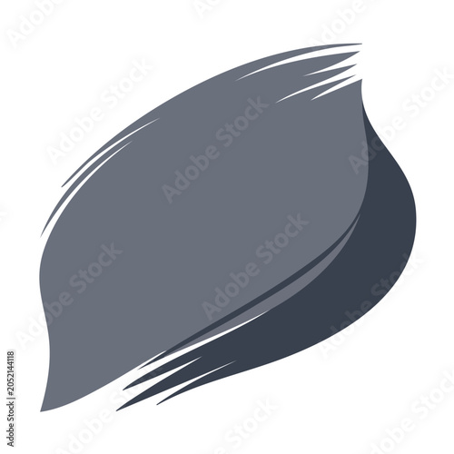 Abstract gray shape with brush stroke effect on white background