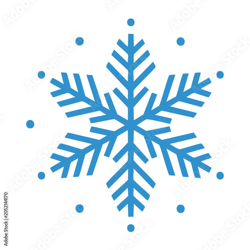 Blue snowflake icon on white background
