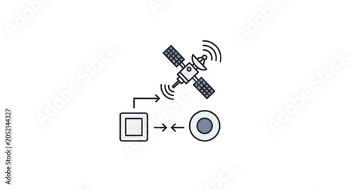 Canvastavla An Illustration Of A Satellite With A Rectangular Box On The Left Side The