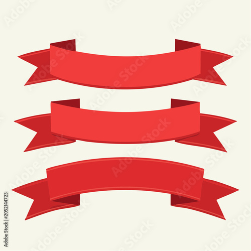 Set of three red ribbons