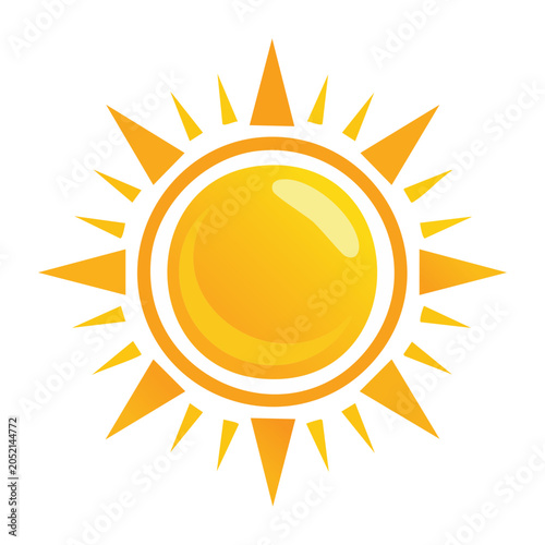 Stylized sun icon with rays on white background