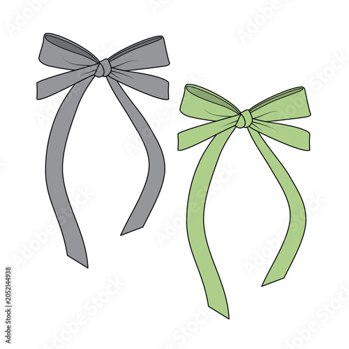 Lace bow design technical flat sketch vector mockup template.