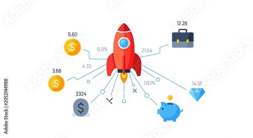 An Illustration Of A Red Rocket With A Blue Circle On Its Nose The Rocket