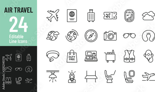 Fotografija Air travel line icon set