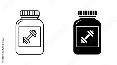 Photos Supplements Displayed with Dumbbells in Minimalist Style