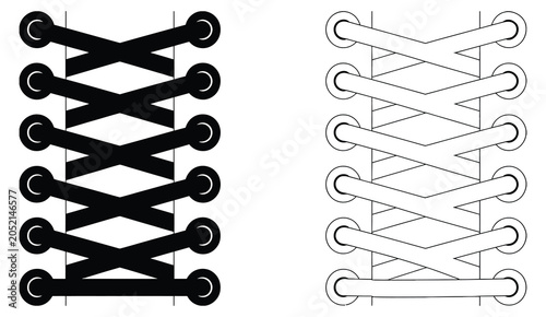 Konstfotografi Diagram of shoe lacing patterns comparing cross lace and standard lace methods w