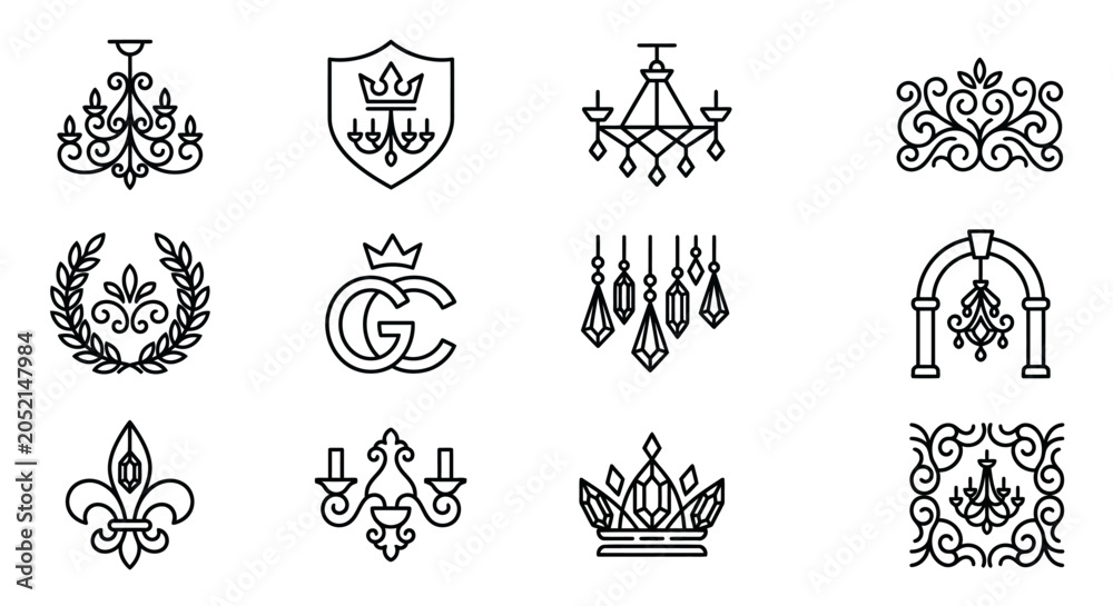 Obraz premium Heraldic crests and royal crowns symbols.