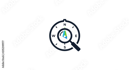 Konstfotografi A Logo Or Icon Of A Compass It Is A Circular Compass With A Black