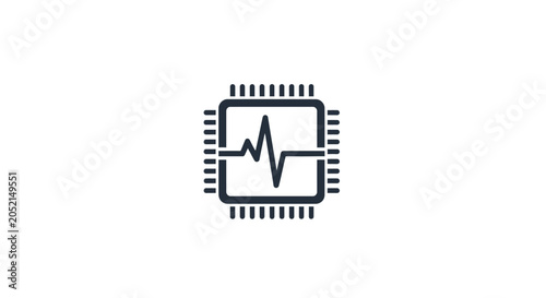 Cuadro en lienzo A Simple Illustration Of A Computer Chip With A Heartbeat Line Running