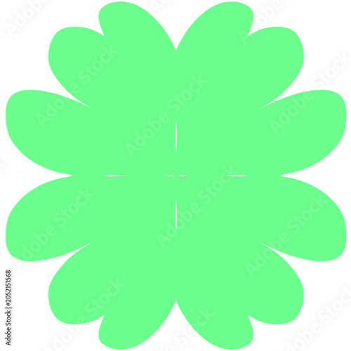 Simple Geometric Flower Blossom Shape in Green