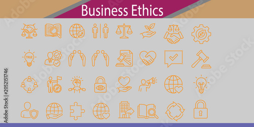 Fotografi Business ethics and corporate compliance concept icon set with business complian