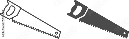 Tableau sur toile Hand saw vector icon collection isolated, woodworking tool and carpentry equipme