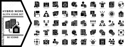 Quadro su tela Hybrid Work Glyph Icon Set