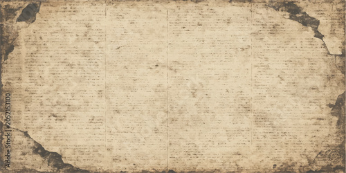 Foto An aged, textured parchment with frayed edges and a distressed appearance evokes a sense of history and mystery
