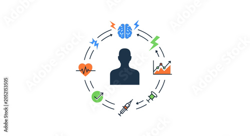 A Circular Graphic With A Persons Silhouette In The Center Surrounding The