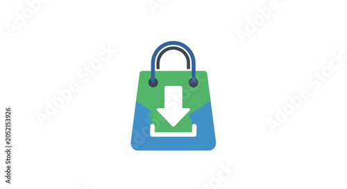 Bild auf Leinwand A Graphic Illustration Of A Green And Blue Shopping Bag With A Blue Handle