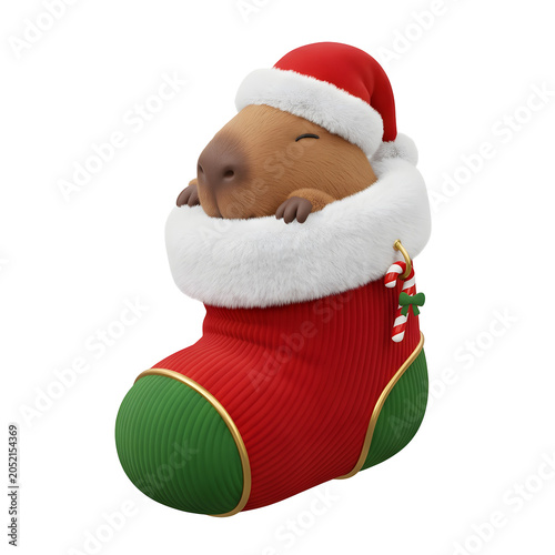 Cute Capybara in Christmas Stocking
