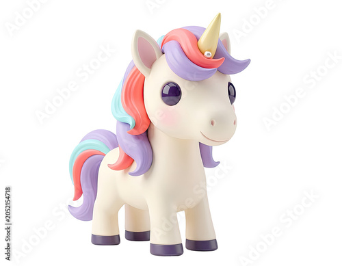 Cute Cartoon Unicorn Toy with Pastel Mane and Tail