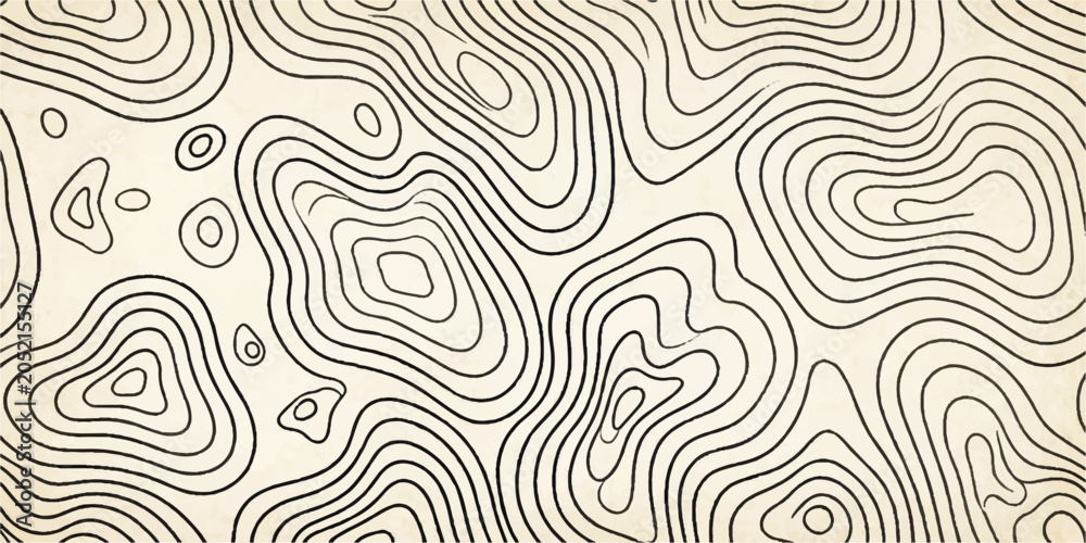 Obraz premium Topographic map contour lines create an abstract pattern on a textured background, evoking a sense of exploration and elevation.