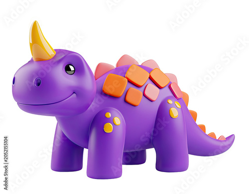 Cute Purple Dinosaur Toy with Horn and Plates