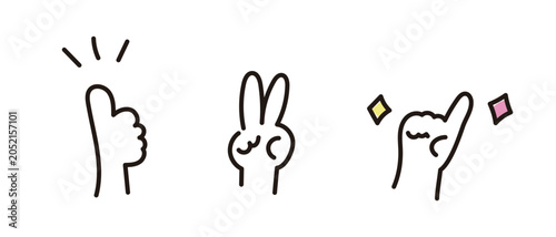 手書きのゆるかわいいハンドサインセット｜グッド・ピース・ポイント