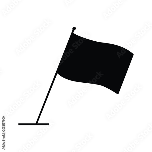 Konstfotografi Black flag on a pole silhouette on transparent background