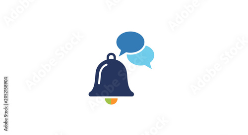 Tableau sur toile Notification bell with speech bubbles icon.