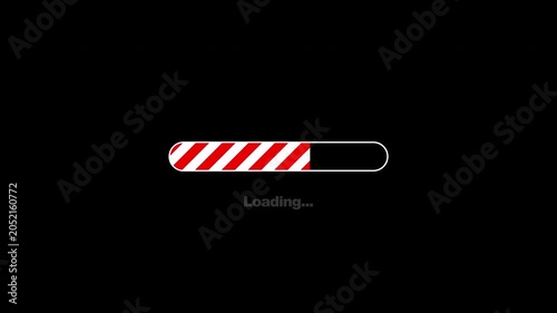 Bar Loading Animation With Effect Line Red White Move Left To Right Loop Transparent Background