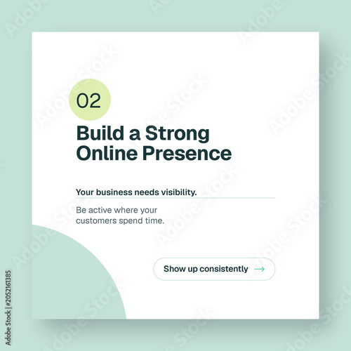 Business marketing tips social media post template with online presence text