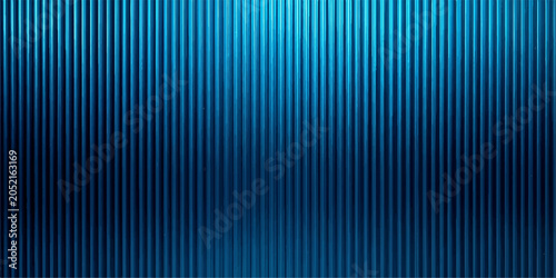 A modern blue abstract background featuring a textured metallic pattern with vertical steel stripes and light lines for a sleek wallpaper design