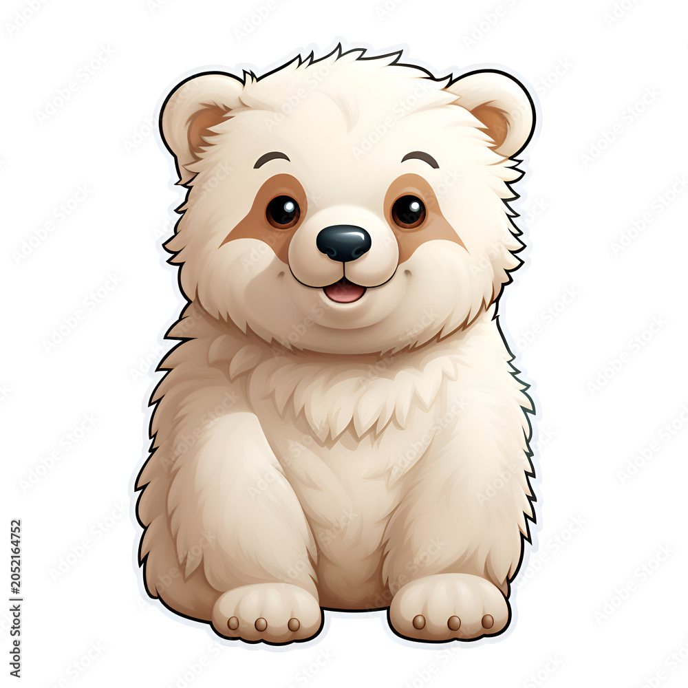 Fototapeta premium Adorable White Bear Cub. A Charming Cartoon Illustration