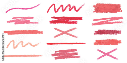 Tableau sur toile Set of hand drawn red and pink marker brush strokes and scribble lines for creat