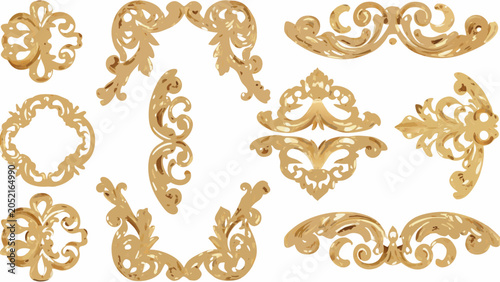 Schilderij op canvas Gold floral ornaments a collection of baroque vector illustrations