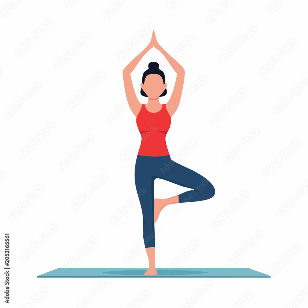 Fototapeta premium Woman Performing Yoga Tree Pose