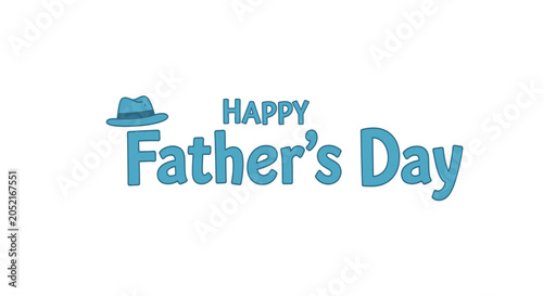 Tableau sur toile Happy father's day blue text with fedora hat