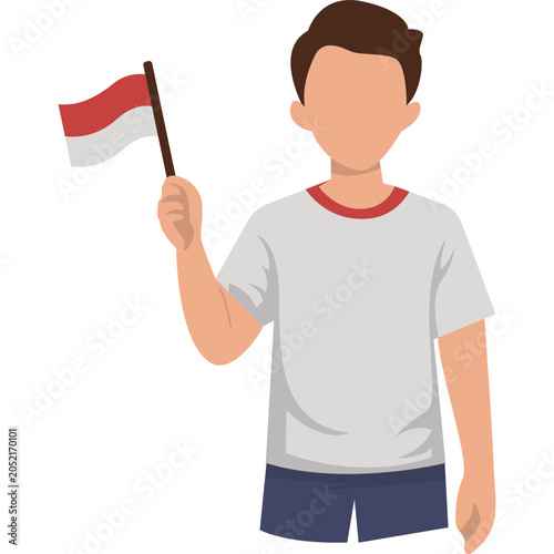  Independence Day Holding Flag Illustration