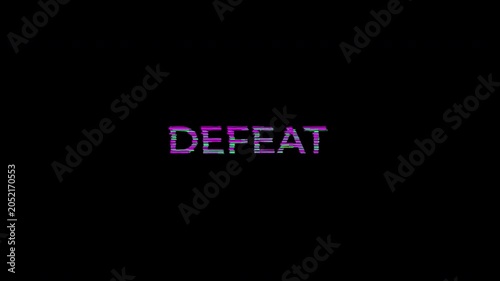 Defeat Neon Glitch Failure Text Alpha Channel 4K Video