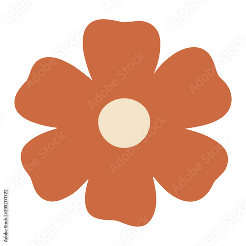 Minimalist terracotta flower with rounded petals and cream center look
