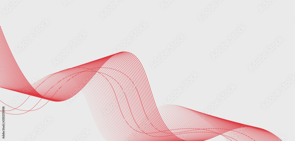 Fototapeta premium Creative red wave pattern featuring smooth curves, fine lines, and dynamic texture elements.