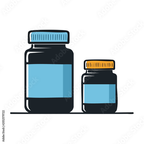 Two jars of medicine in flat design
