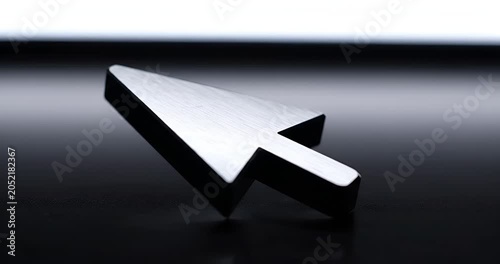 Black arrow cursor on white background, minimal digital pointer concept
