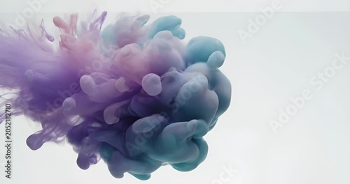 Abstract colorful smoke cloud swirling in air, vibrant ink animation background
