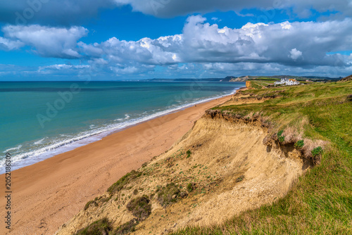 Obraz na plátně South West Coast Path view near Burton Bradstock Dorset Jurassic Coast England u