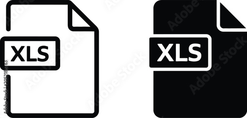 XLS Document Icons Featuring XLS Document Sign Vector for Spreadsheet and Data Management